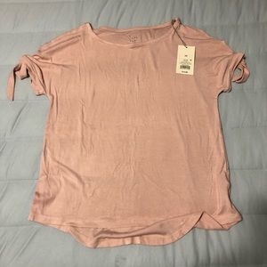Pink shirt women’s XS with ties on sleeves
